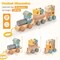 Stacking Wooden Train Set for Kids with Designs and Pull-Along Rope